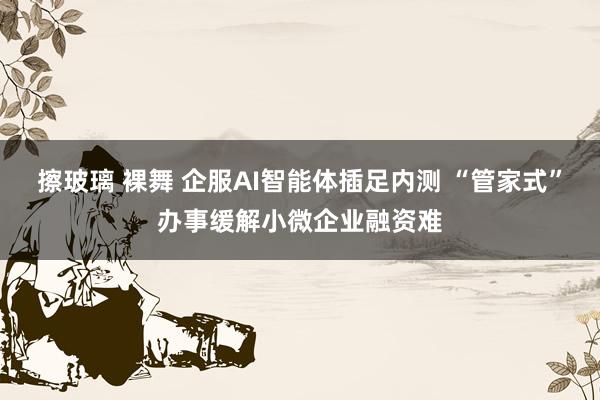 擦玻璃 裸舞 企服AI智能体插足内测 “管家式”办事缓解小微企业融资难