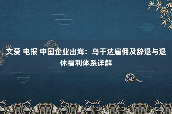 文爱 电报 中国企业出海：乌干达雇佣及辞退与退休福利体系详解