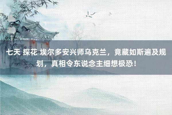 七天 探花 埃尔多安兴师乌克兰，竟藏如斯遍及规划，真相令东说念主细想极恐！