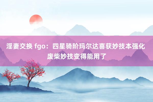 淫妻交换 fgo：四星骑阶玛尔达喜获妙技本强化 废柴妙技变得能用了