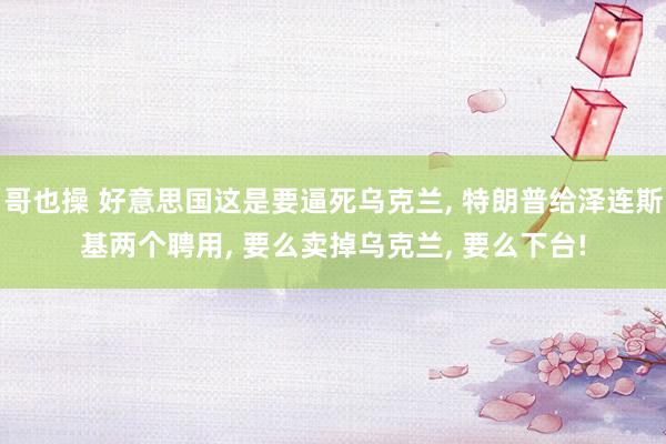 哥也操 好意思国这是要逼死乌克兰, 特朗普给泽连斯基两个聘用, 要么卖掉乌克兰, 要么下台!