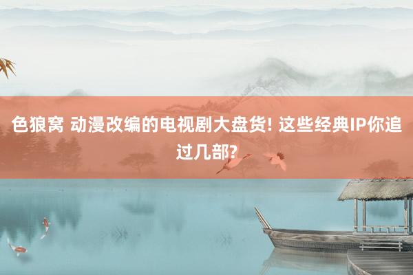色狼窝 动漫改编的电视剧大盘货! 这些经典IP你追过几部?