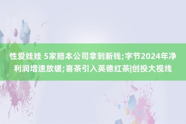 性爱娃娃 5家赔本公司拿到新钱;字节2024年净利润增速放缓;喜茶引入英德红茶|创投大视线
